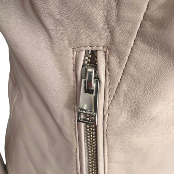 Lamarque Pink Leather Jacket Asymmetrical Zipper Fitted Sz XS - Picture 5 of 13